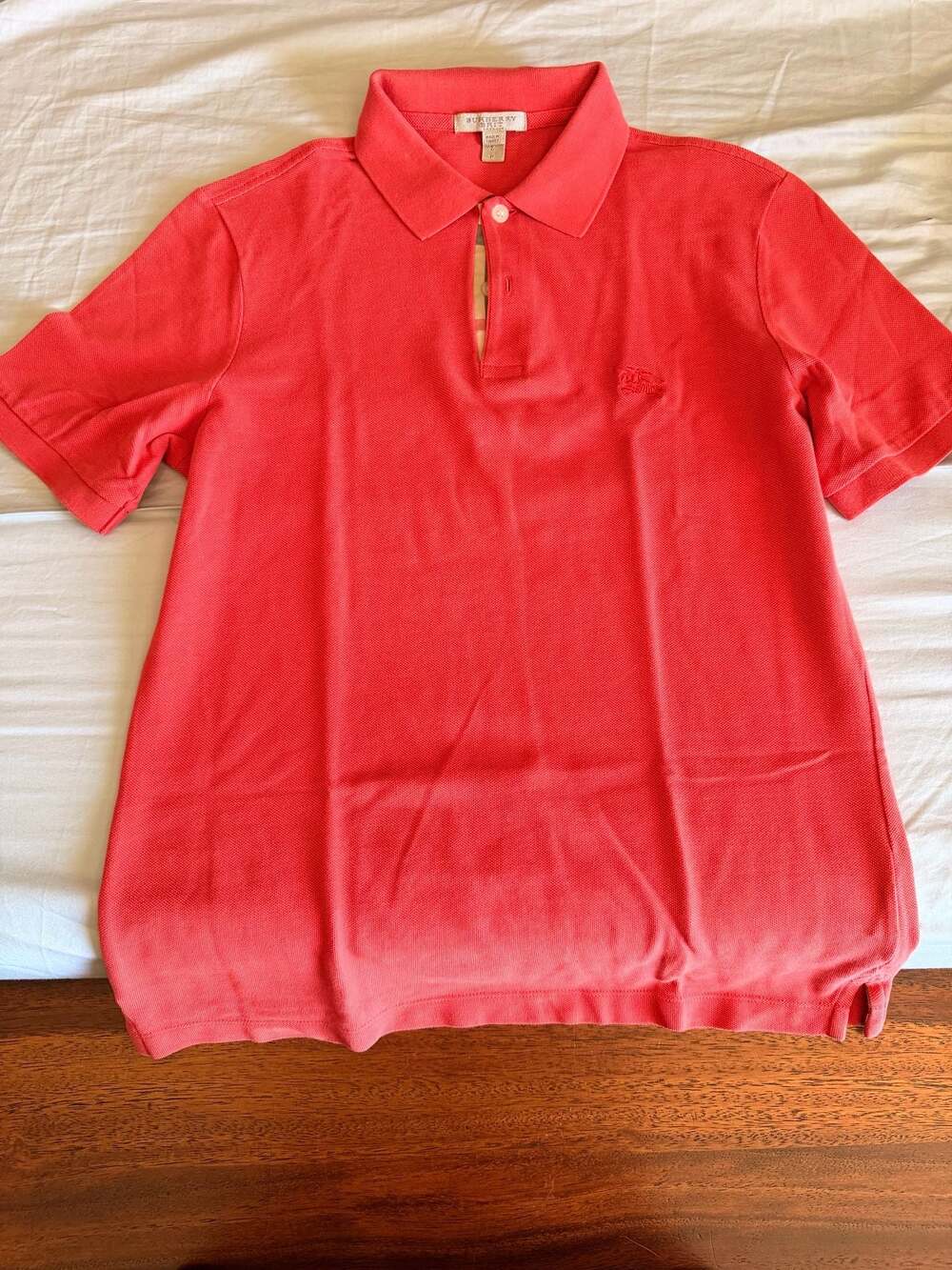 Burberry Brit Orange Cotton Pique Polo Shirt with Signature Check Placket